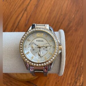 Fossil Riley Multifunction Two-Tone Stainless Steel Watch